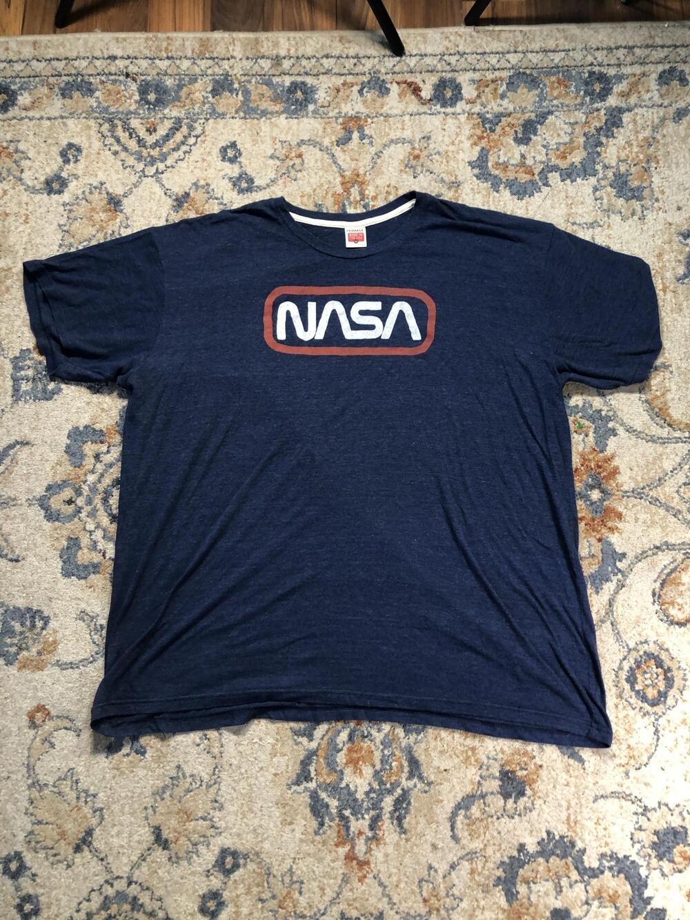 Homage NASA Shirt Mens 3XL Blue Short Sleeve Logo Graphic Tee Soft Made USA